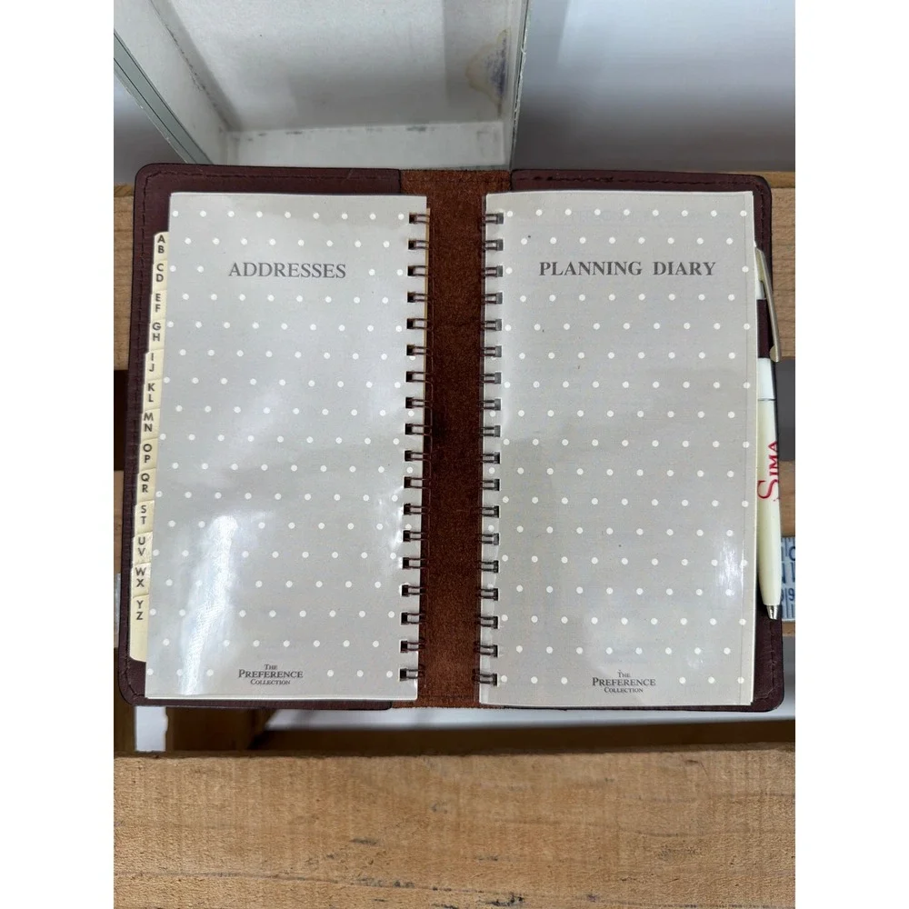 Vintage St.‎ Dennis Pocket Size Agenda Burgundy Leather Diary Address Book NOS
